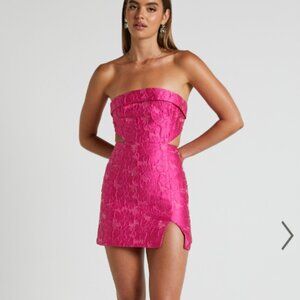 Runaway The Label Prezanna Mini Dress - Strapless Bodycon Floral Dress in PURPLE